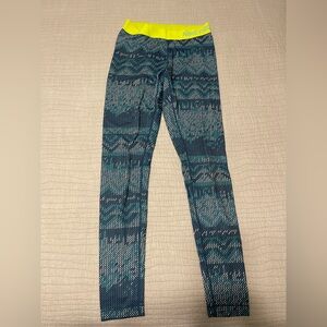 Nike Teal and Navy Patterned Leggings